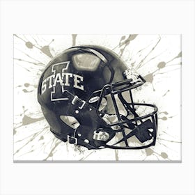 Iowa State Cyclones Satin Black NCAA Helmet Poster Canvas Print