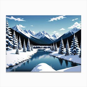 Mountain Majesty in Winter's Grip 3 Canvas Print