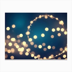 Abstract Image Of A Glowing, Golden Circle Of Light On A Dark Blue Background Canvas Print