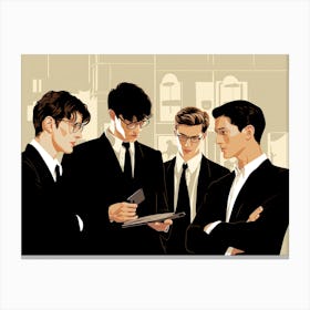 1990s Businessmen Cannot Agree On A Plan Canvas Print