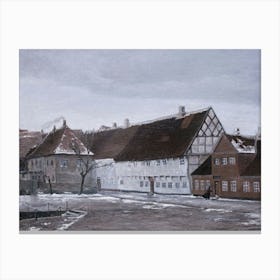 Vintage Winter Village Painting 1 Canvas Print
