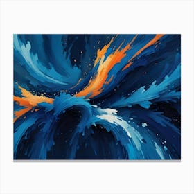 Abstract Image Of Swirling, Fluid Colors In Shades Of Blue, White, And Orange Canvas Print