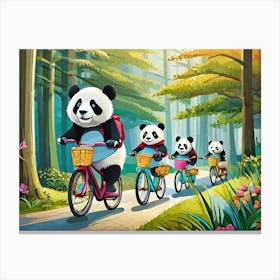 Panda Bears On Bikes 1 Canvas Print