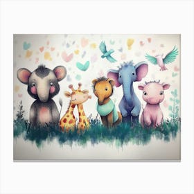 Animals and Pastel Colors 1 Canvas Print