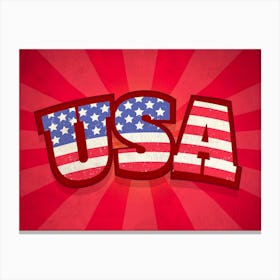 American patriotic vintage typographic poster with USA flag Canvas Print