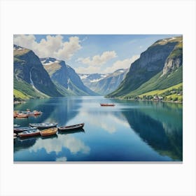 Fjords Of Norway Serenity by the Sapphire Waters Canvas Print