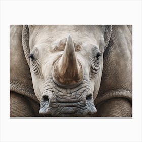 White Rhinoceros Close Up Realism 2 Canvas Print