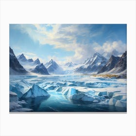 Glaciers Of The Deep Blue Arctic Canvas Print