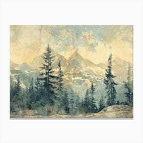 Landscape Retro Illustration 7 Canvas Print