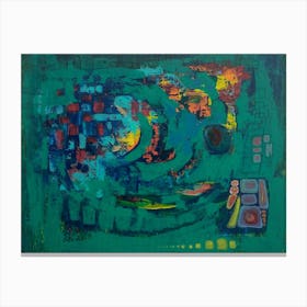 Abstract Wall Art in Green & Yellow Canvas Print