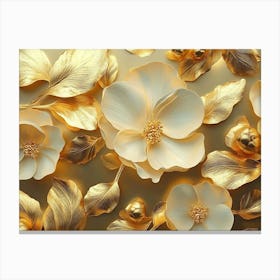 Golden Floral Abstract Vintage Flower 1 Canvas Print