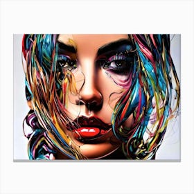 Determined Face - Colorful Woman's Face Canvas Print