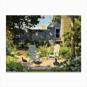 Backyard With Ducks - expressionism Canvas Print
