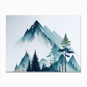 Mountain And Forest In Minimalist Watercolor Horizontal Composition 247 Canvas Print