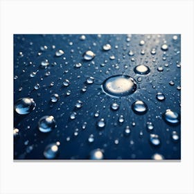 Close Up Of Water Droplets On A Blue Background 1 Canvas Print