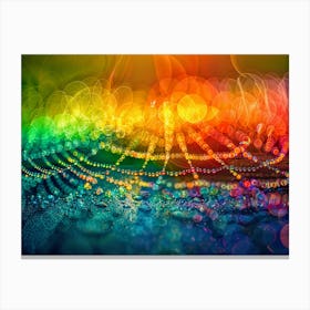 Abstract Rainbow on spider s net Bokeh Canvas Print