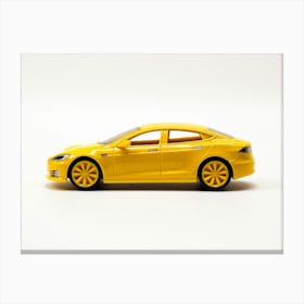 Toy Car Tesla Model S Yellow Canvas Print