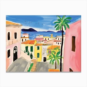 Palermo Italy Cute Watercolour Illustration 2 Canvas Print