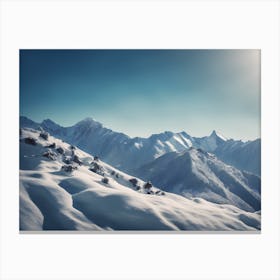 Aerial View Of Snowy Mountains Canvas Print