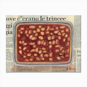 Beans In Bowl Food On Newspaper Canvas Print