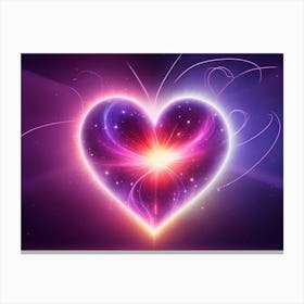 A Colorful Glowing Heart On A Dark Background Horizontal Composition 20 Canvas Print