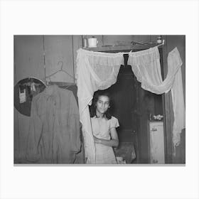 Mexican Girl In Doorway Between Living Room And Kitchen, San Antonio, Texas By Russell Lee Canvas Print