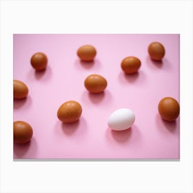 White Egg Isolated On Pink Background Canvas Print