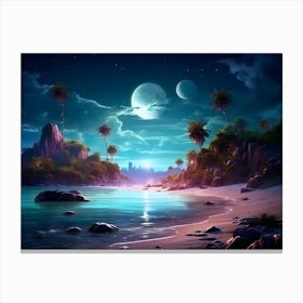 Beach At Night Canvas Print