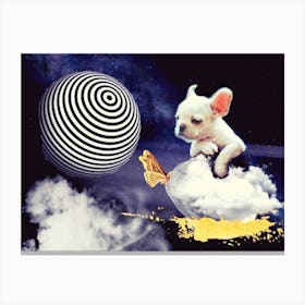 Dog - the universe - photo montage Canvas Print