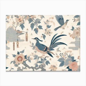 Chinoiserie Japanese Washi Painting 4 Canvas Print