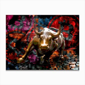 Bull On A Brick Wall Canvas Print