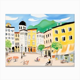 Bolzano Italy Cute Watercolour Illustration 3 Canvas Print