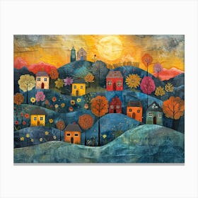 Village At Sunset Canvas Print