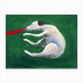 Dog Catching Frisbee Canvas Print