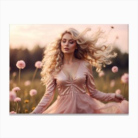 Beautiful Girl In Pink Dress Canvas Print