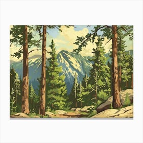 Retro Wooded Pines 2 Canvas Print
