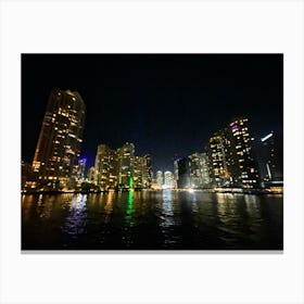 Miami From The Water At Night (Miami at Night Series) Canvas Print