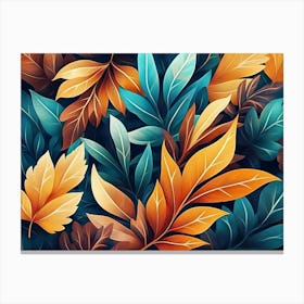 Beautiful Illustration Of Colorful Leaves 2 Canvas Print