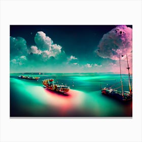 Boats In The Water Luxury Colorful Gulf Life In The Future Canvas Print