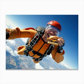 Skydiver Eating Burger Canvas Print