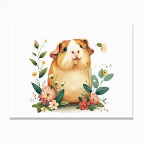 Little Floral Guinea Pig 4 Canvas Print