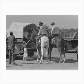 West Texans On Their Cow Ponies Buying Soda Pop At Polo Match, Abilene, Texas By Russell Lee Canvas Print