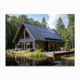 Cabin With Solar Panels Canvas Print