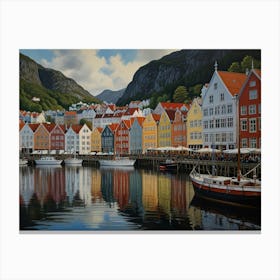 Colorful Houses In Bergen art Canvas Print