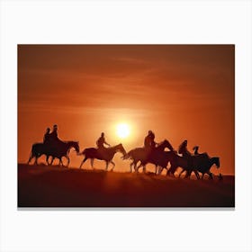 Sunset And Riders Canvas Print