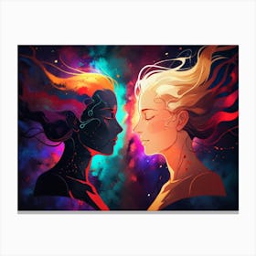 Two Women In Space Canvas Print