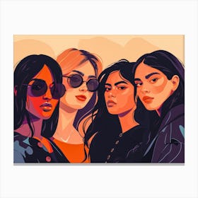 Four Girls With Sunglasses Canvas Print