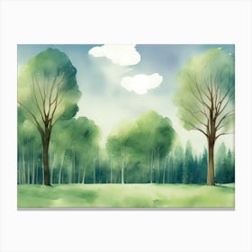 Watercolor Of Trees 3 Canvas Print