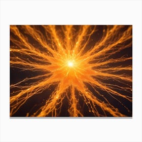 Abstract Background Of Glowing Lines Radiating Outwards From A Center Point, With A Yellow, Golden Glow Canvas Print