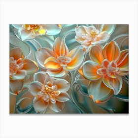 Photo Art the With Flowers Made of Glass 3d Abstraction Canvas Print